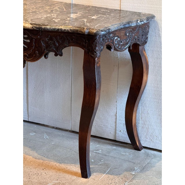 19th Century 19th Century Walnut Console With Serpentine Marble Top For Sale - Image 5 of 10