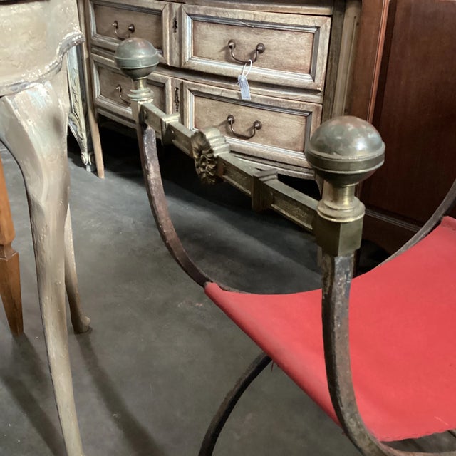 Early 20th Century Iron & Brass Savanarola Folding Chair For Sale In Atlanta - Image 6 of 11