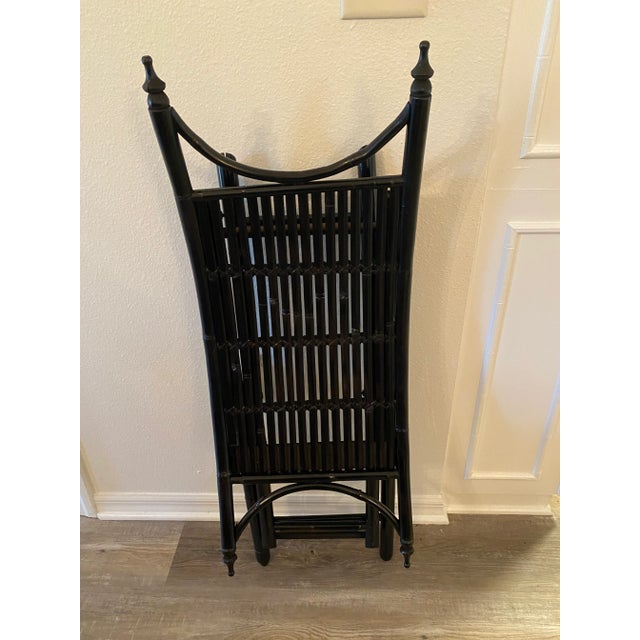 Wood 1960s Asian Chinoiserie Bamboo Rattan Folding Tray Table For Sale - Image 7 of 11