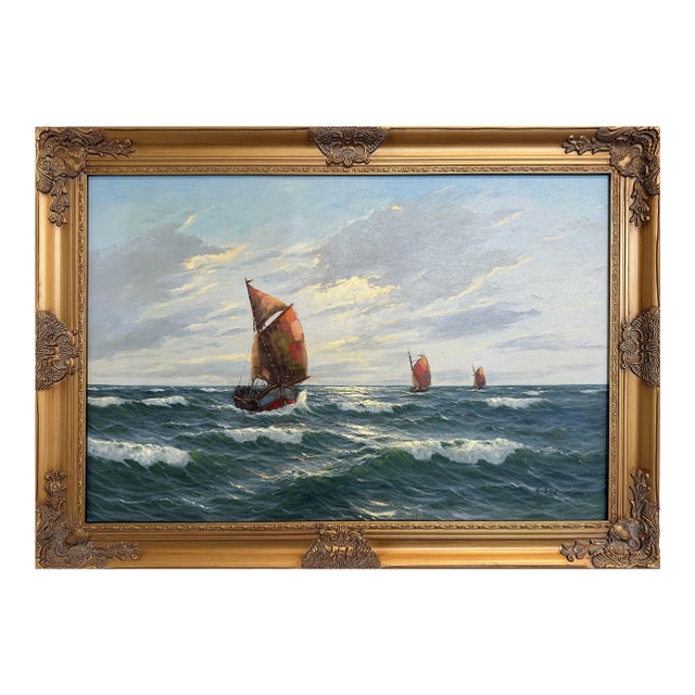 Gerhard Lukas Larsen (German 1911-1965) Oil Canvas Vintage, Maritime, Seascape For Sale