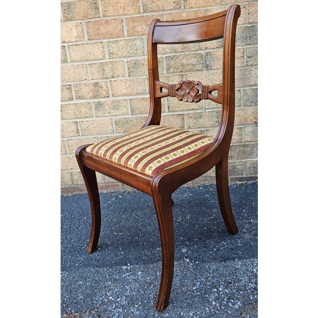 Wood Mid 20th Century Set 4 Stijlvorm Meubelen Duncan Phyfe Mahogany and Upholstered Seat Side Chairs For Sale - Image 7 of 10