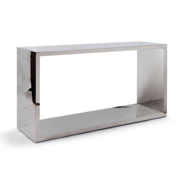 2010s Contemporary Greg Sheres Style Stainless Steel Console Table For Sale - Image 5 of 7