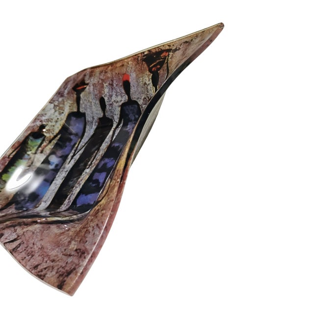African 7" African Tribal Motif Fused Glass Decorative Square Dish For Sale - Image 3 of 7