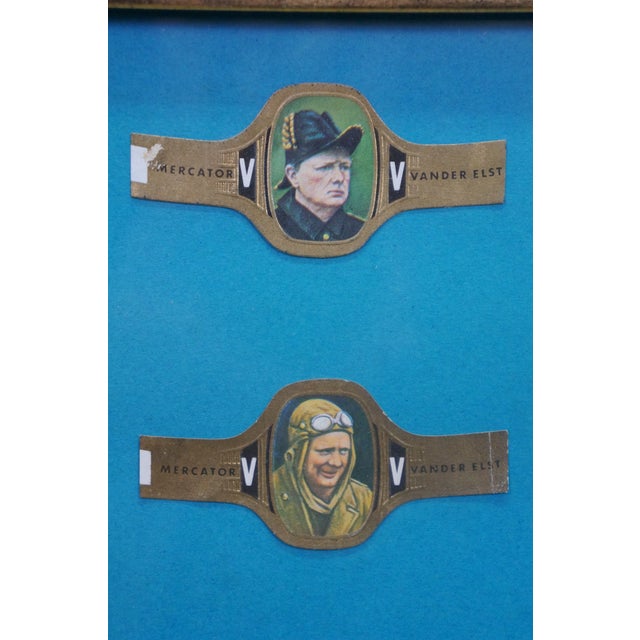 Mid 20th Century Winston Churchill Framed Tobacco Advertising Cigar Band Smoking Ephemera 13" For Sale - Image 10 of 12