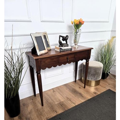 Rustic Tuscany country Italian console side table. Standing on four typically shaped wooden legs with carved classic...