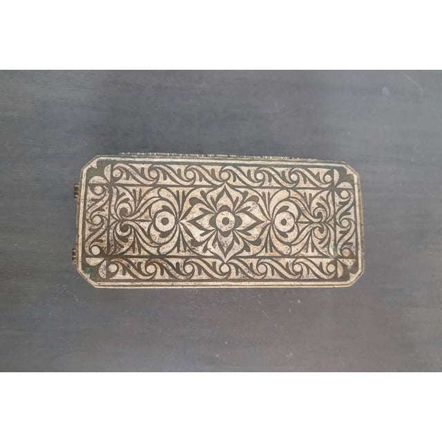 Asian Antique Southeast Asian Maranao Decorative Silver Inlaid Brass Betel Nut Box For Sale - Image 3 of 11