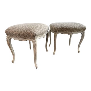 Early 20th Century Pair of Antique French-Styled Upholstered Footstools For Sale