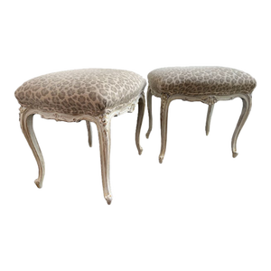Early 20th Century Pair of Antique French-Styled Upholstered Footstools
