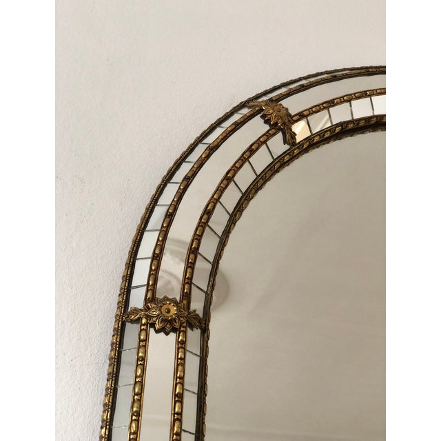 Large Vintage Venetian Brass Mirror – Gold Hollywood Regency, Spanish 1990s For Sale - Image 10 of 13