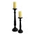 Global Views Ebony Wood Candle Holders, Set of Two For Sale