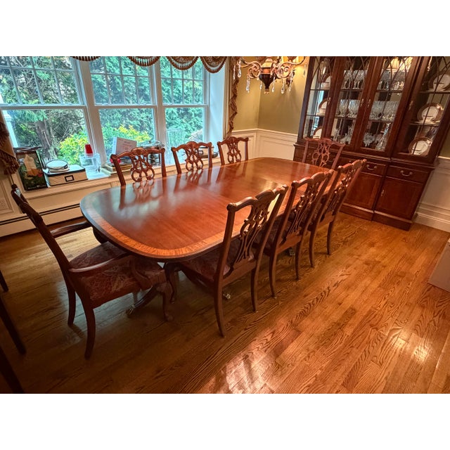Vintage Ethan Allen Chippendale Style Extension Dining Table & 8 Chairs For Sale - Image 11 of 17