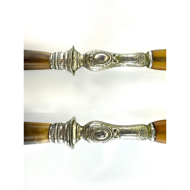 Vintage Tortoiseshell Horn and Silver Plate Salad Serving Set For Sale - Image 9 of 9