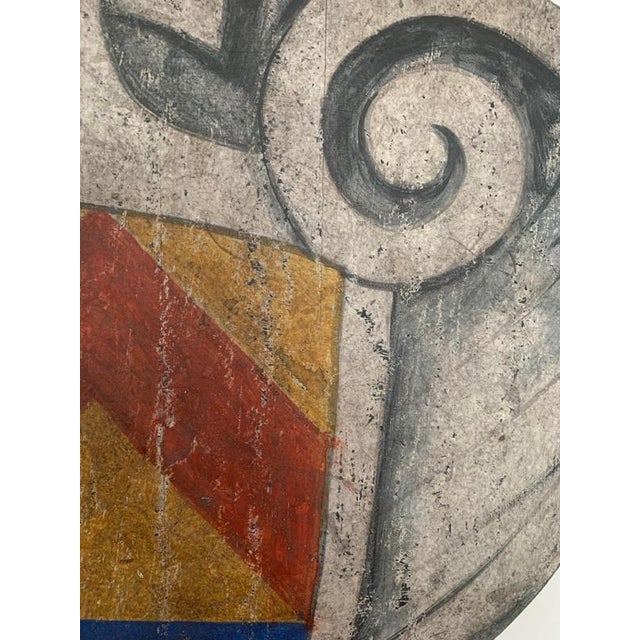 Large Italian Curved Painted Hanging Shield, 1950s For Sale - Image 3 of 9