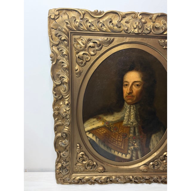 Early 18th Century — After Sir Godfrey Kneller Large Oil Portrait of King William III Wearing Royal State Robes With Order of the Garter For Sale - Image 6 of 18