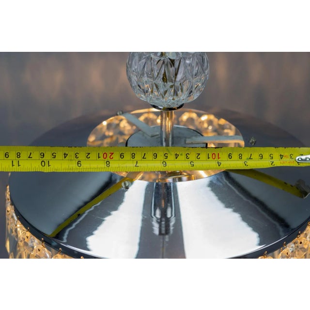 Mid-Century Modern Crystal Glass and Chrome Pendant Lamp For Sale - Image 15 of 18
