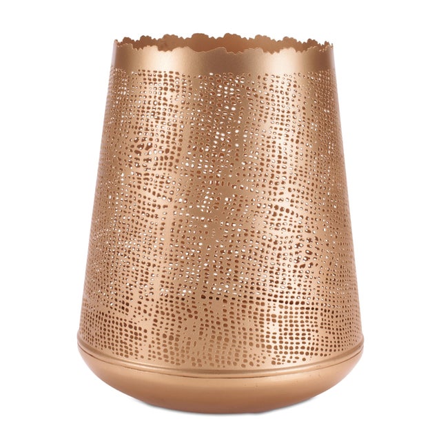 Kenneth Ludwig Chicago Gold Cut Metal Lantern (Set of 2) For Sale - Image 4 of 5