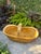 This generous folk art basket features mustard yellow paint with a fixed handle that was hand lettered “The Lady Jane...