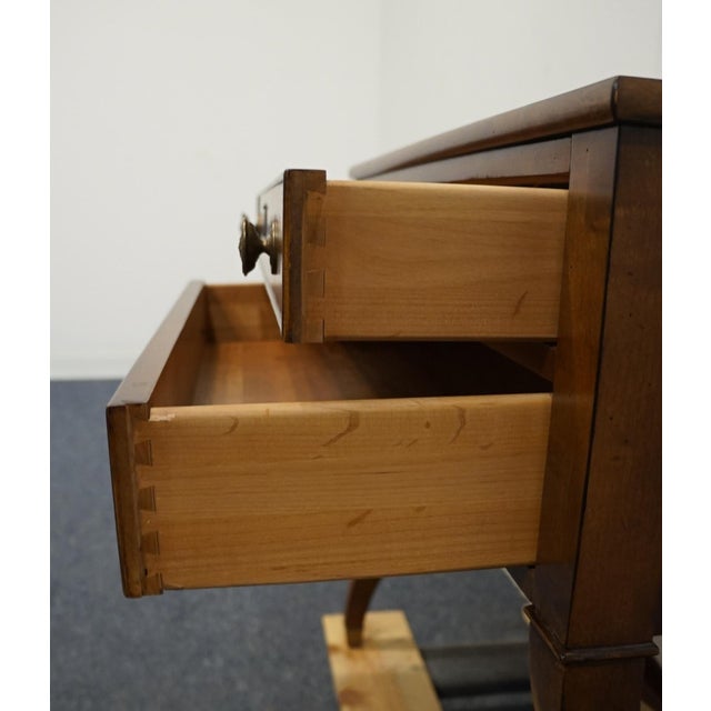 Ethan Allen Newport Collection Burled Walnut 32" Two Drawer Chest W. X-Frame Base 30-5206 - 430 Henley Finish For Sale In Kansas City - Image 6 of 12