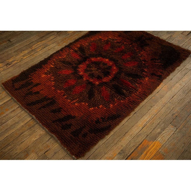 Textile 1950s Brown Mid-Century Scandinavian Modernist Diamond Swedish Wool Carpet Rug For Sale - Image 7 of 7