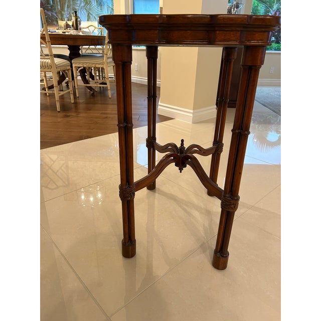 Traditional Mainland-Smith Wood and Leather Top Side Table For Sale - Image 3 of 7