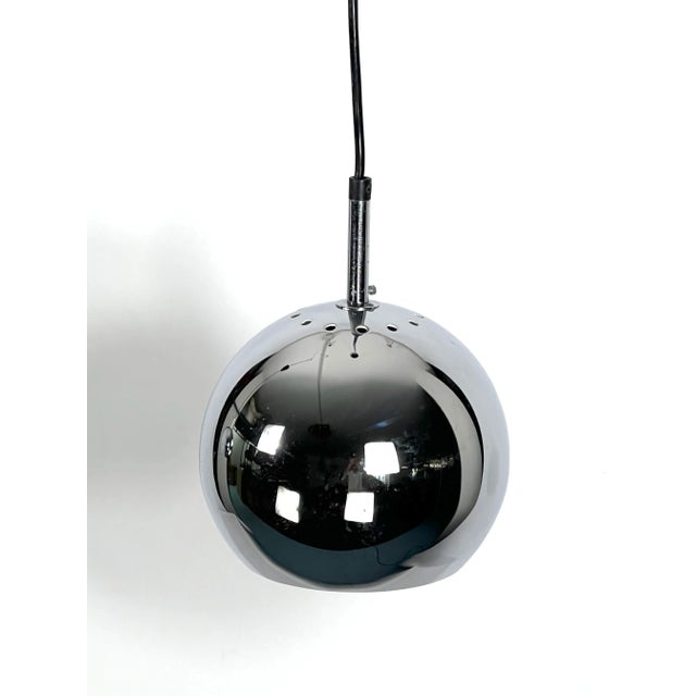 Chrome Sphere Pendant Lamps by Targetti, 1970s, Set of 2 For Sale - Image 11 of 14