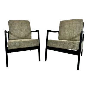 1960s France & Daverkosen Danish Modern Ebonized Lounge Chairs for John Stuart- a Pair