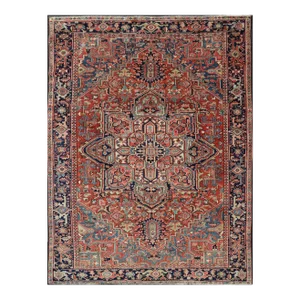 Early 20th Century Antique Persian Heriz Rug With All-Over Sub-Geometric Layered Medallion Design