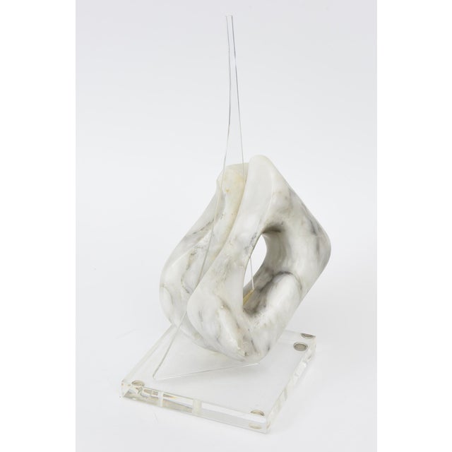 Signed Vintage Carrara Marble and Lucite Sculpture 1970's For Sale In Miami - Image 6 of 10