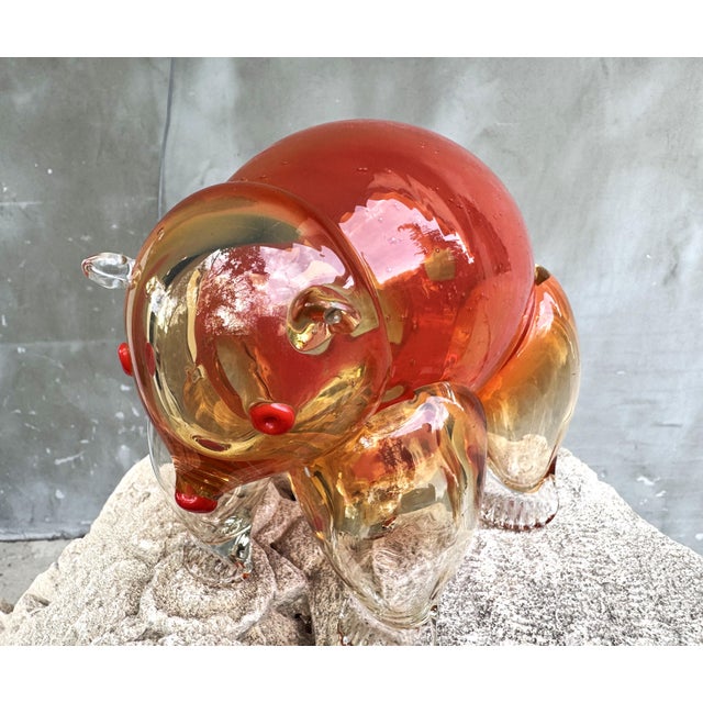 Italian Murano Style Amber Red Glass Bear Sculpture, 1950s For Sale - Image 10 of 18