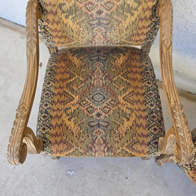 Century Furniture French Louis XIII Os De Mouton Armchairs a Pair For Sale - Image 13 of 16
