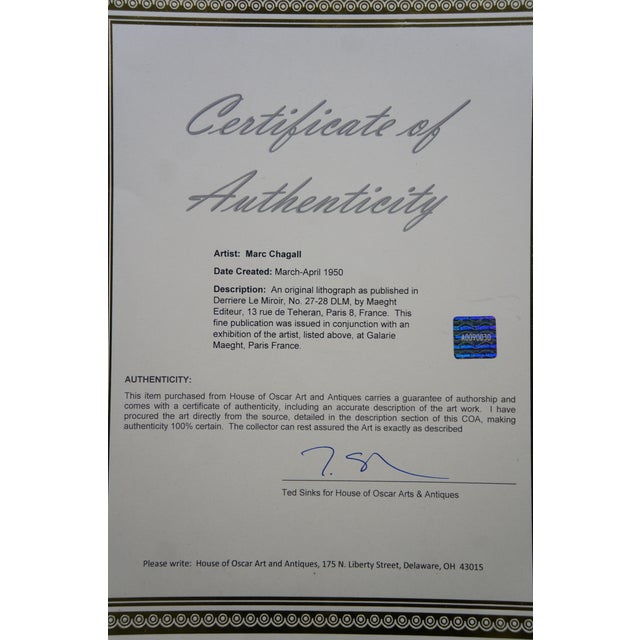 1950 Marc Chagall the Mystical Crucifixion Lithograph Print W Coa 32" For Sale - Image 13 of 14