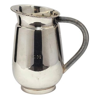 Mid-20th Century Prata Régia 90 Brazilian Silverplate Rope-Rim Pitcher For Sale