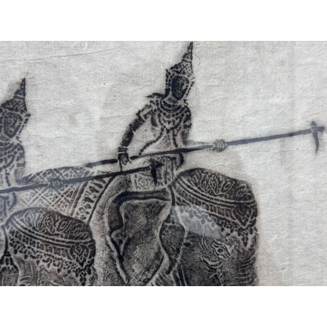 Cambodian Temple Rubbing of Elephants With Riders Holding Spears For Sale - Image 9 of 12