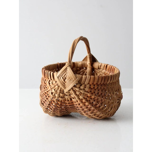 VIntage Wicker Buttocks Basket For Sale - Image 6 of 8