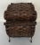 Coffee Antique Arts & Crafts Wicker Sewing Basket With Wrought Iron Handles, C. 1900 For Sale - Image 8 of 11