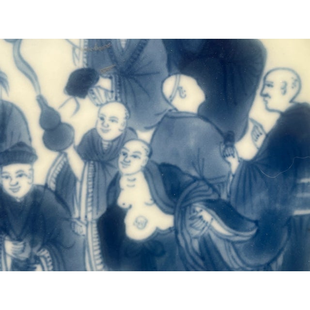 Ceramic Antique Chinese Export Blue and White Oval Tray For Sale - Image 7 of 11