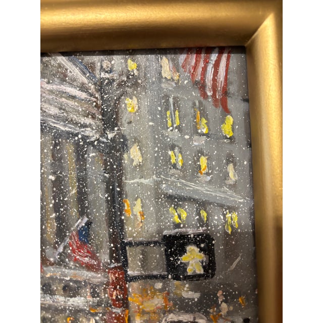 1980s Christopher Willett, "Wall Street at Rush Hour" Oil on Masonite For Sale - Image 5 of 7