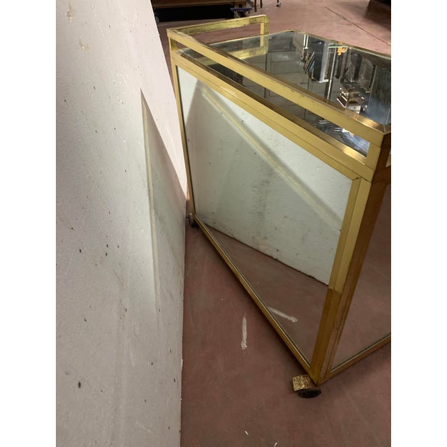 20th-Century Rolling Bar in Brass with Mirrored Front, 1970s For Sale - Image 4 of 13