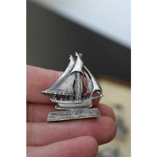 1950s Barchette Sailboat Placeholders in Silver Plated Brass, 1950s, Set of 6 For Sale - Image 5 of 8