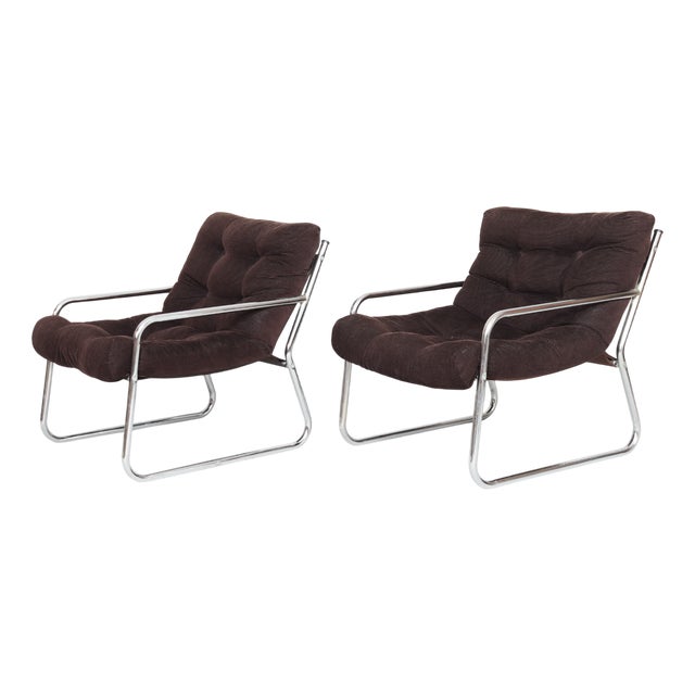 Space Age Cantilever Easy Chairs by Gillis Lundgren, 1970s, Set of 2 For Sale