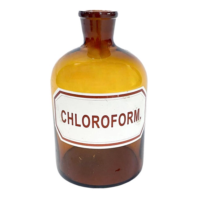 Vintage Amber Glass Chloroform Bottle For Sale