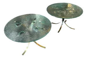 Brutalist Round Coffee Tables, 1970s, Set of 2