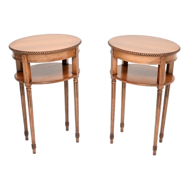 Antique Edwardian Walnut Side Tables, 1900, Set of 2 For Sale