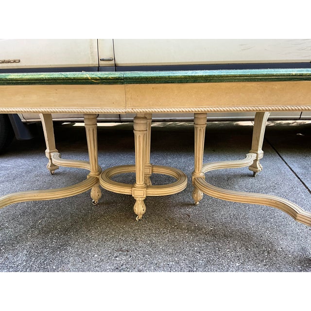 Mid-Century Italian Regency Style Faux Marble Painted Dining Table - 5 Leaves For Sale - Image 13 of 14