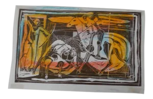 Walt Peregoy Archers/Hunters Block Print