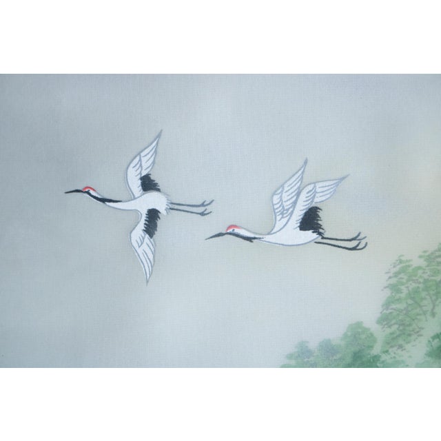 1960s "Landscape With the Bridge", Vintage Japanese Silk Scroll Print For Sale - Image 9 of 15