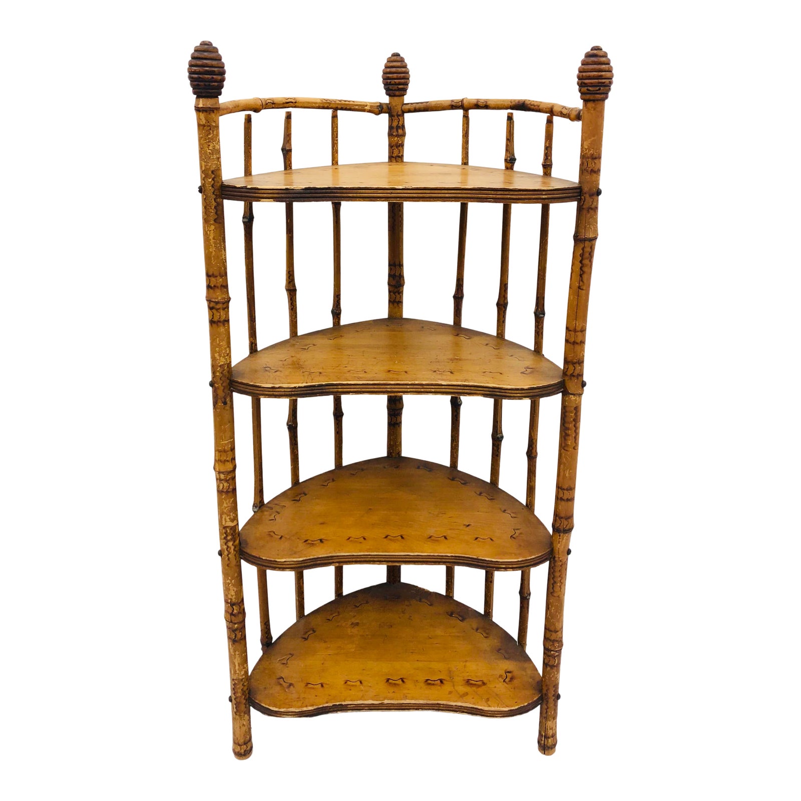 Antique Victorian Scorched Bamboo Shelf Chairish