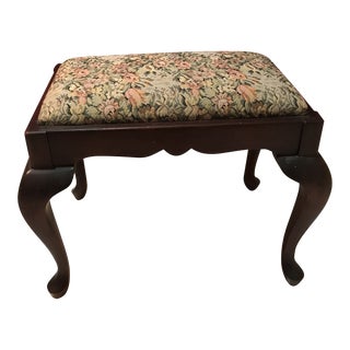 1940s Vintage Victorian Tapestry Mahogany Footstool For Sale