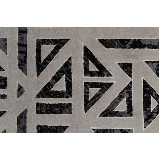 2010s Rug & Kilim’s Art Deco Style Modern Rug in Gray, Black Geometric Pattern For Sale - Image 5 of 6