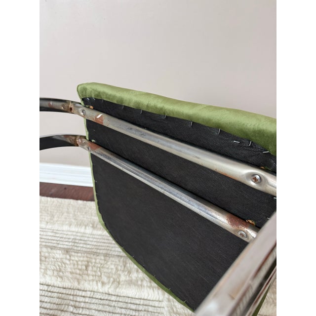 Vintage 1970s Chrome Cantilever Velvet Dining Chairs After Milo Baughman For Sale - Image 12 of 12